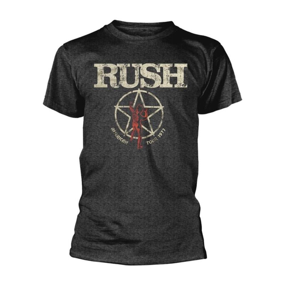 Rush Unisex Adult American Tour 1977 T-Shirt / Dark Heather